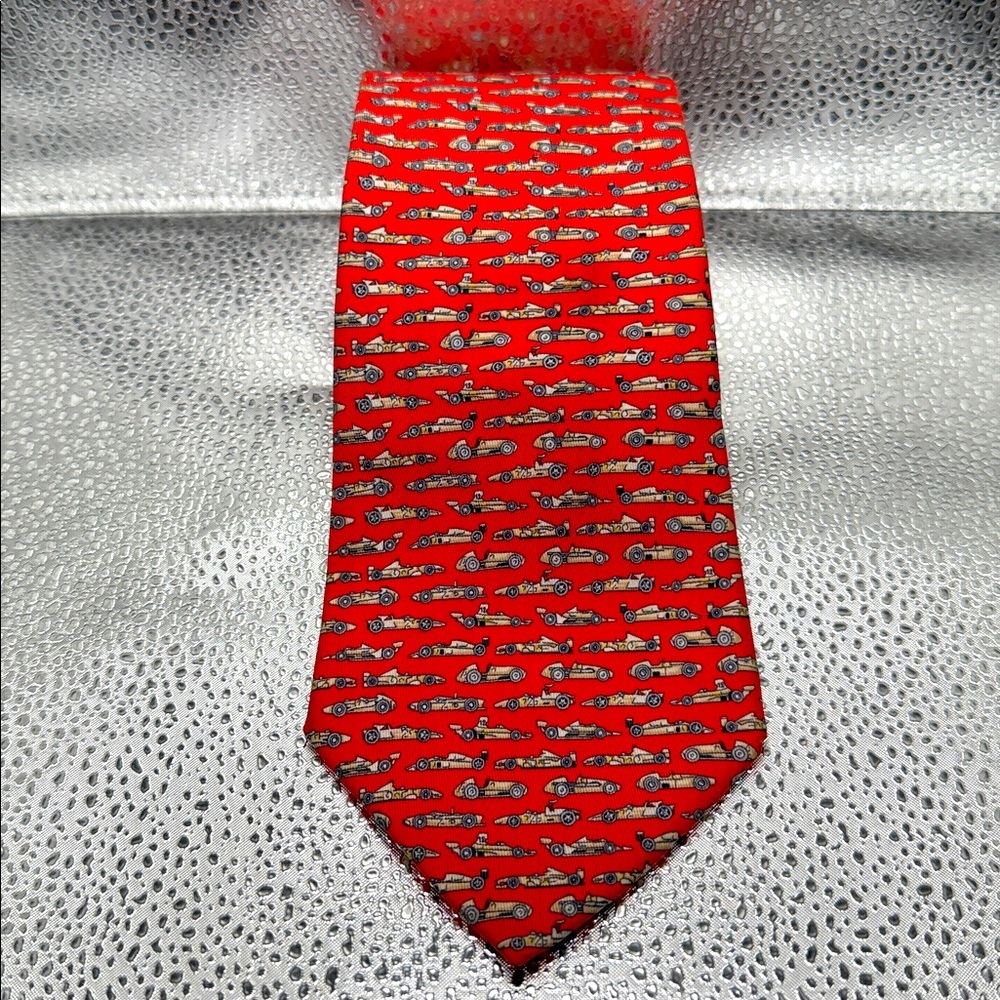 Salvatore Ferragamo Race Cars Red Tie